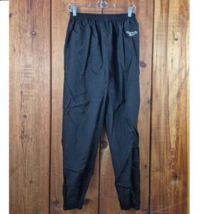 Vintage Reebok Nylon Windbreaker Pants Black Joggers XL Ankle Zip Sportswear